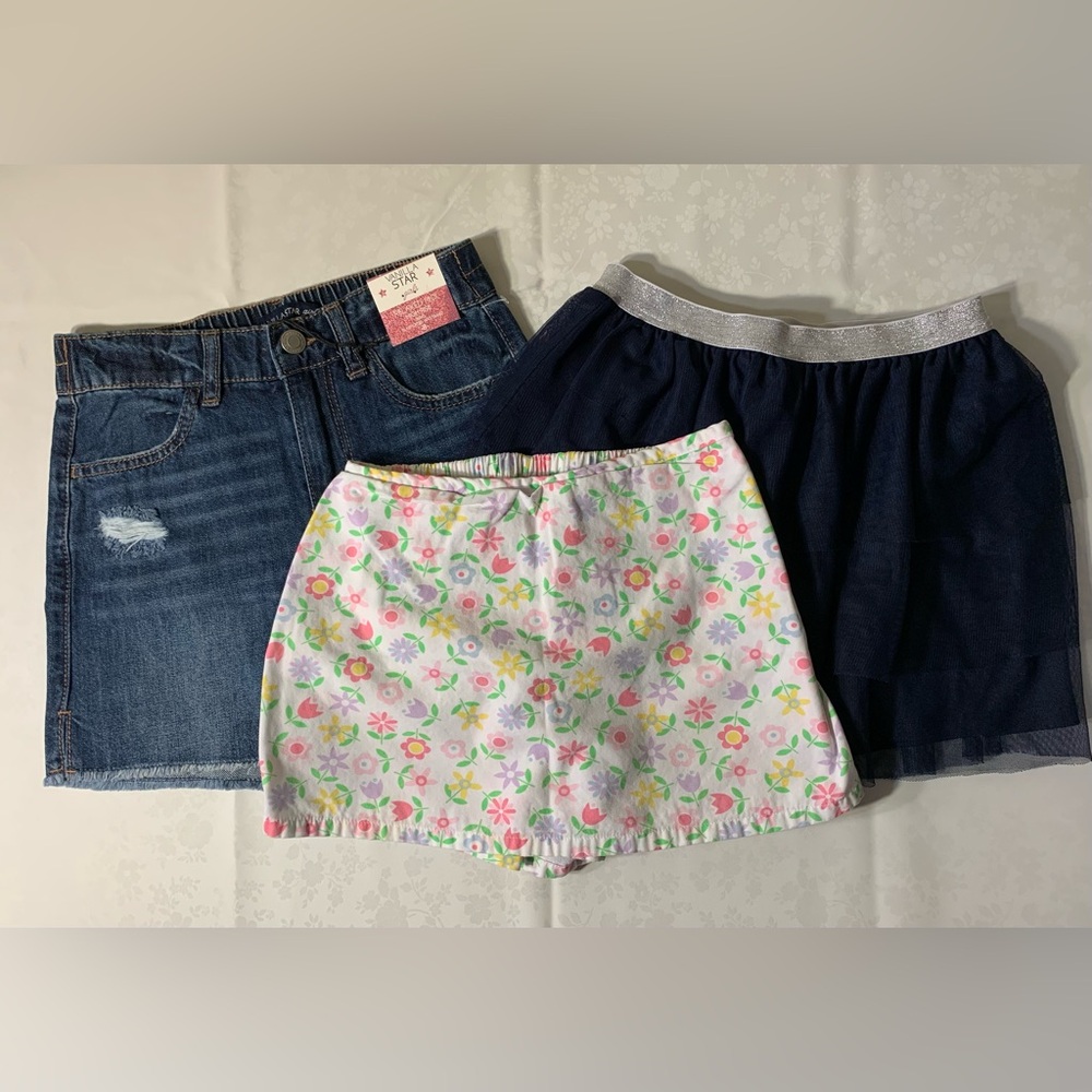 NWT/EUC/NWOT Bundle: Denim Shorts, Navy Mesh Skirt/Shorts, Floral Skort